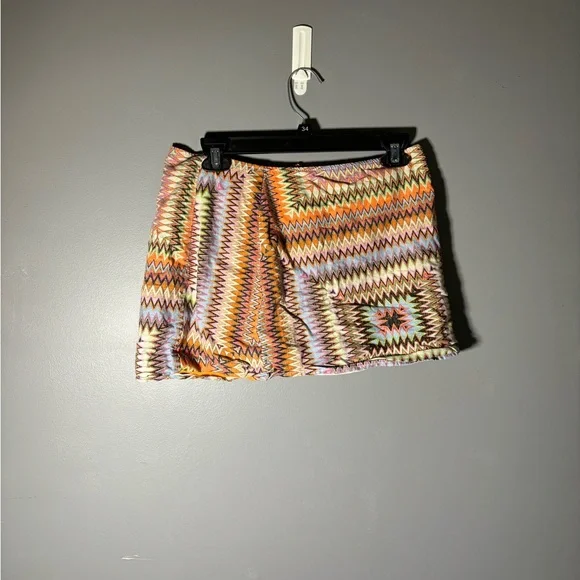Urban Outfitters Linen Blend Geometric Mini Skirt Womens Size Medium - Picture 2 of 5
